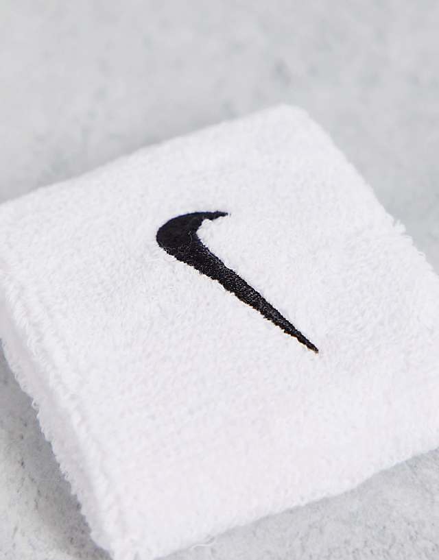 Asos Nike Swoosh Wristbands 2 Pk In White And Black