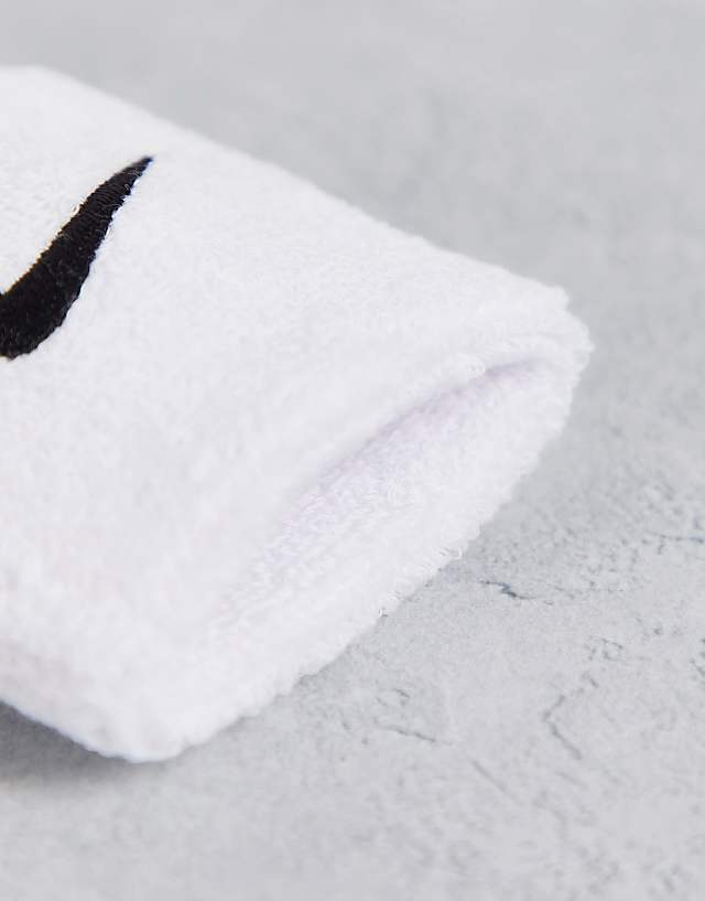 Asos Nike Swoosh Wristbands 2 Pk In White And Black