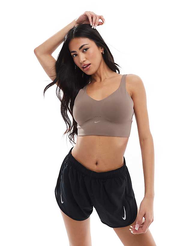 asos Nike Training Alate medium support sports bra in brown