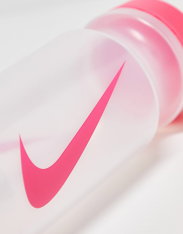Asos Nike Training Big Mouth 2.0 625ml Water Bottle In Clear With Pink Swoosh