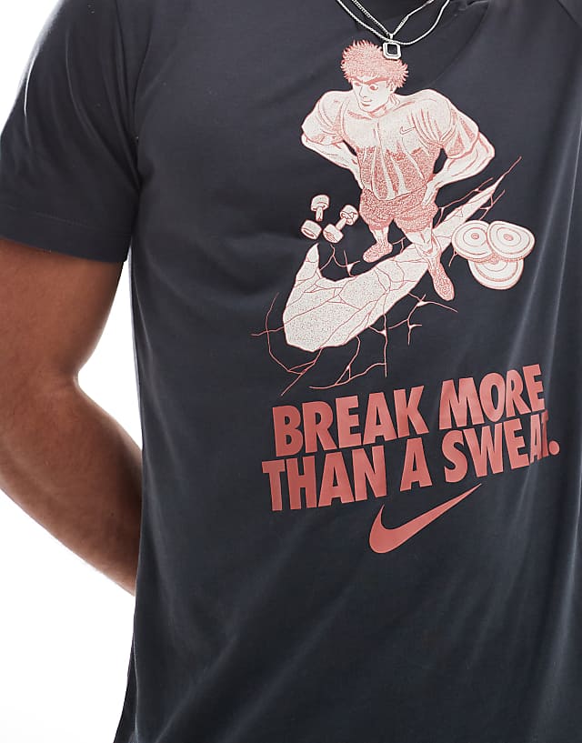 Asos Nike Training Break More Than A Sweat Graphic T-shirt In Grey