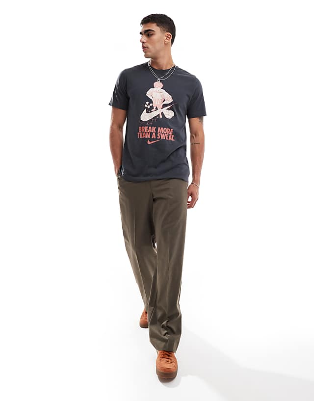 Asos Nike Training Break More Than A Sweat Graphic T-shirt In Grey