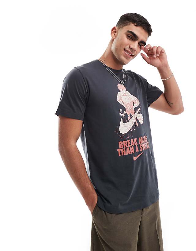 asos Nike Training Break More Than A Sweat graphic t-shirt in grey
