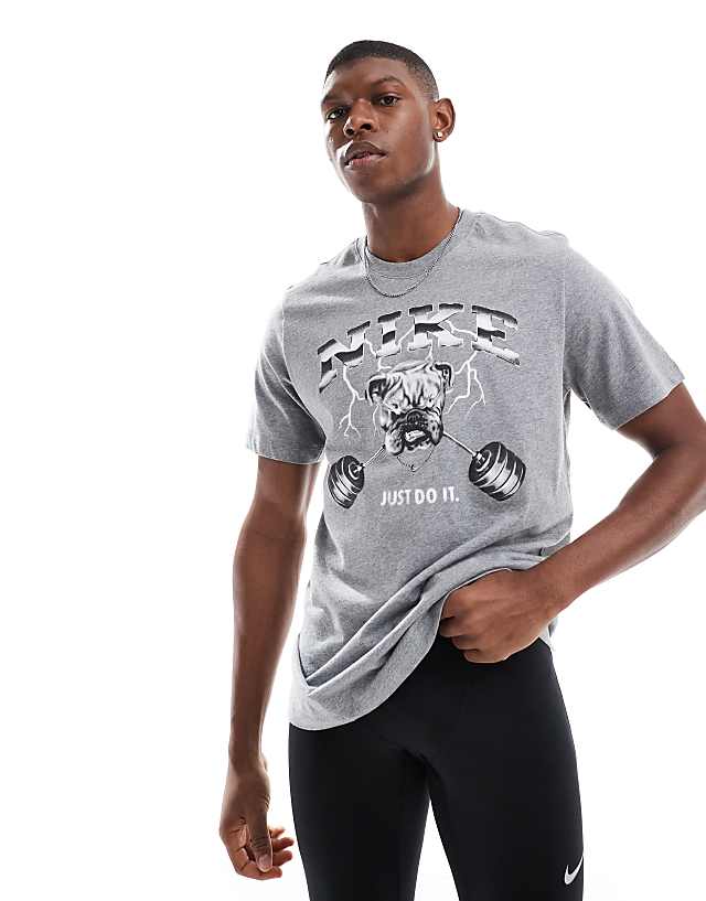 asos Nike Training Bulldog print t-shirt in dark grey