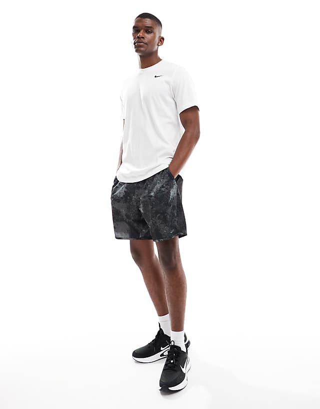Asos Nike Training Dri-FIT Camo Print 7 Inch Shorts In Black