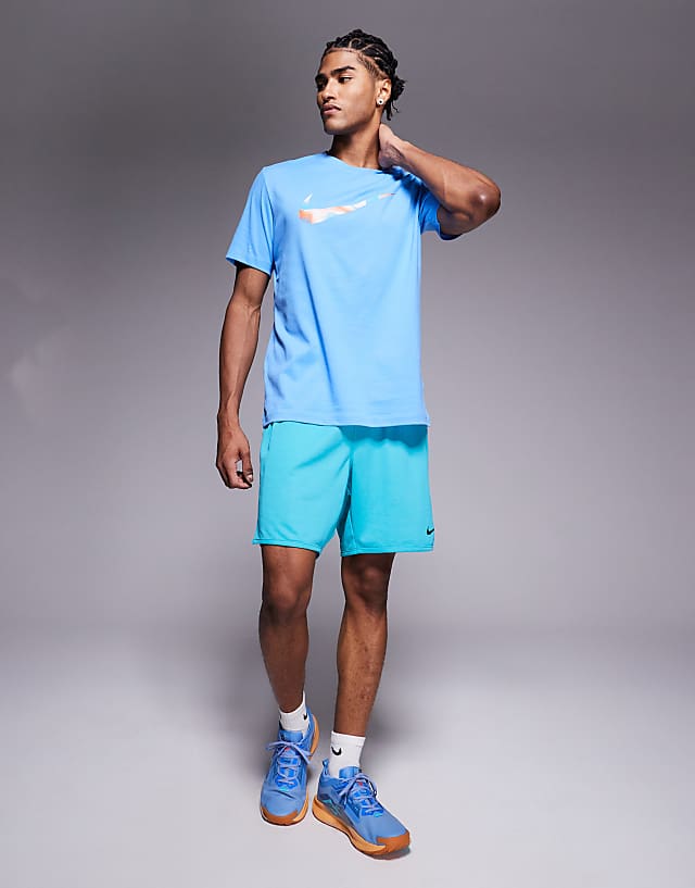 Asos Nike Training Dri-FIT Lava Swoosh Graphic T-shirt In Blue