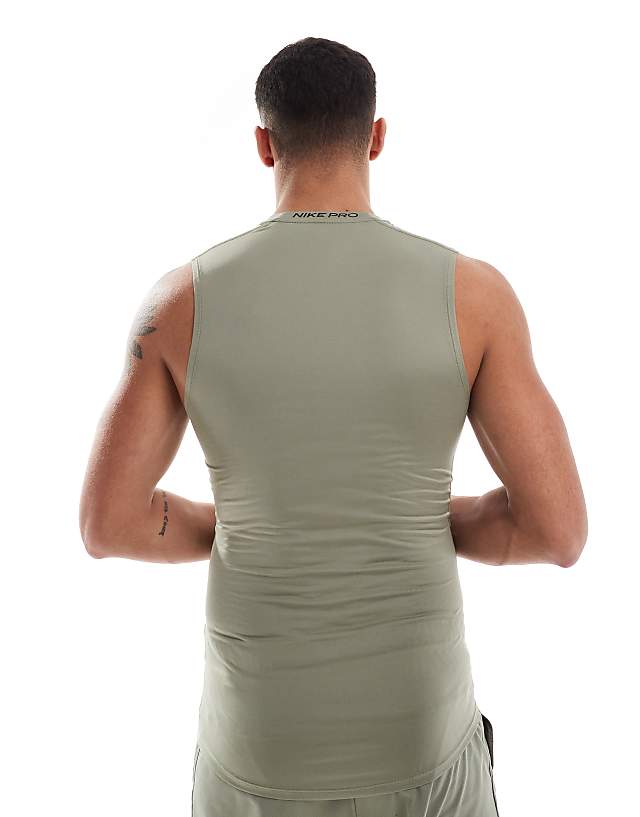 Asos Nike Training Dri-FIT Muscle Fit Vest In Khaki