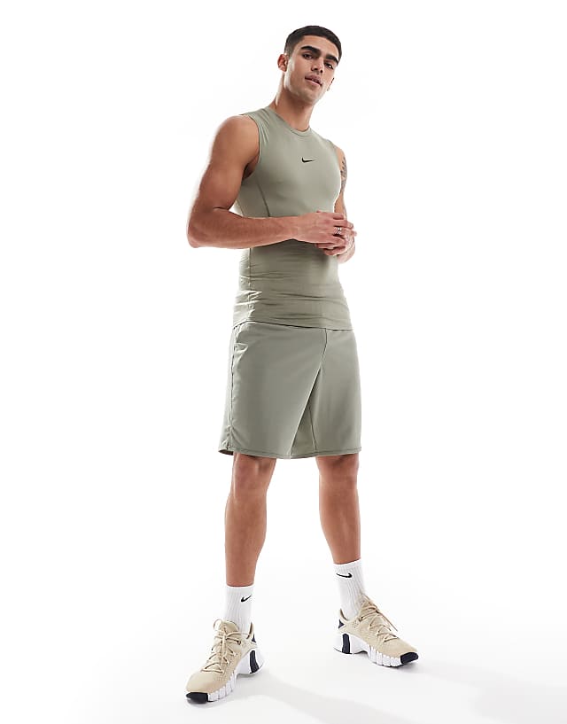 Asos Nike Training Dri-FIT Muscle Fit Vest In Khaki