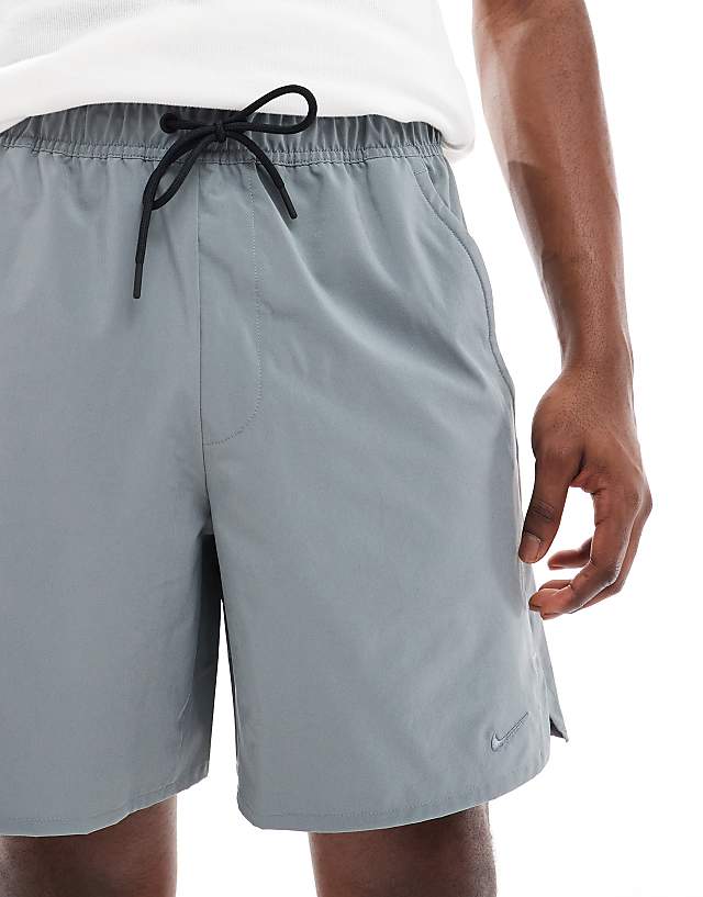 Asos Nike Training Dri-Fit Unlimited Woven 7 Inch Shorts In Grey
