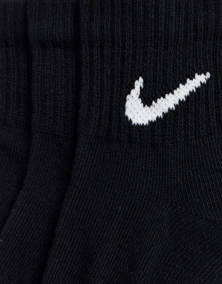 Asos Nike Training Everyday Cushioned 3 Pack Ankle Socks In Black