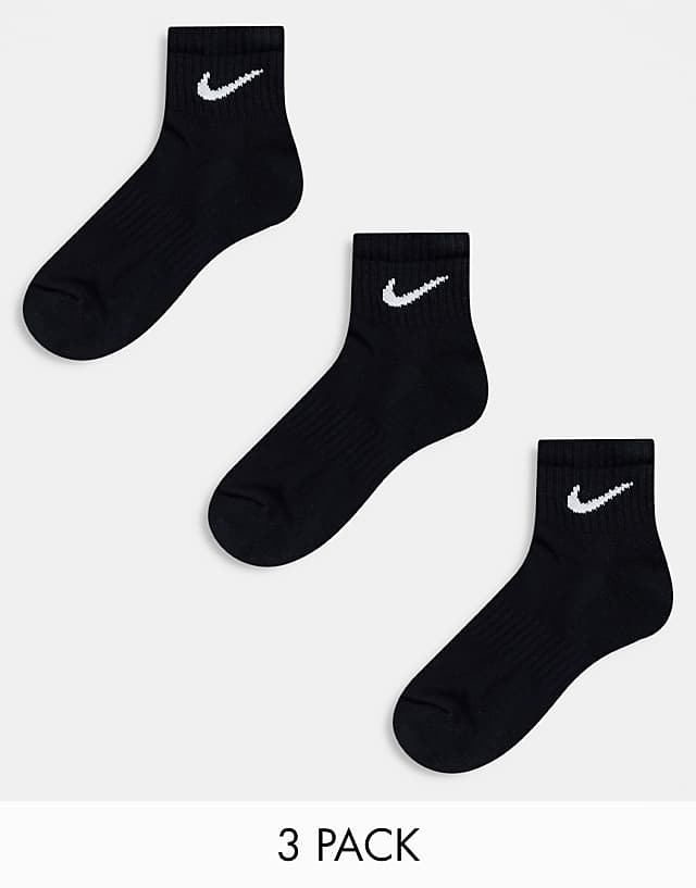 asos Nike Training Everyday Cushioned 3 pack ankle socks in black