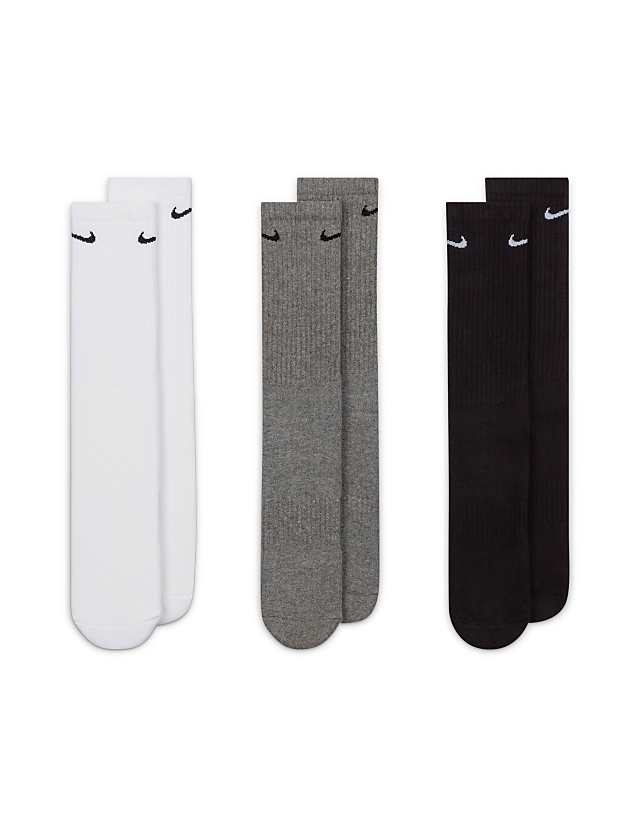 Asos Nike Training Everyday Cushioned 3 Pack Crew Sock In White Grey And Black
