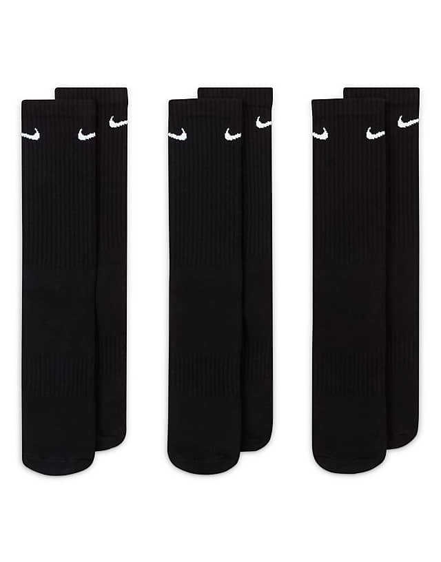 Asos Nike Training Everyday Cushioned 3 Pack Crew Socks In Black