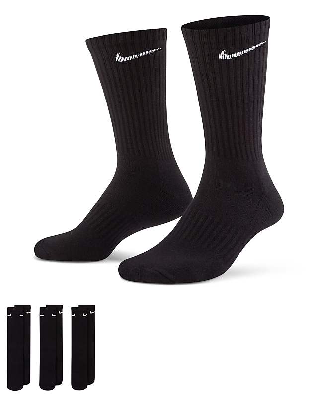 asos Nike Training Everyday Cushioned 3 pack crew socks in black