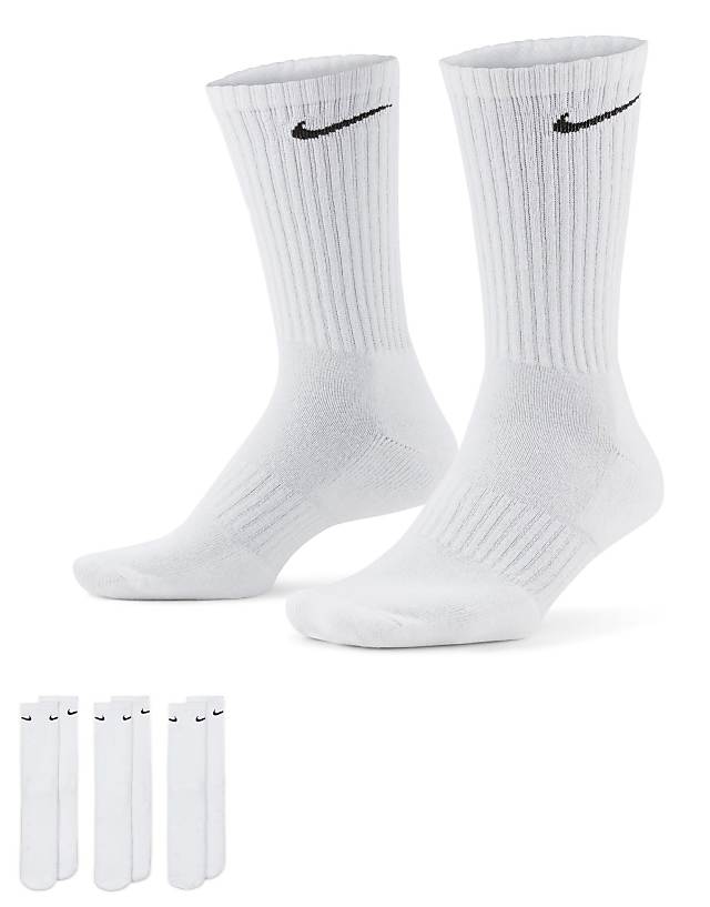 asos Nike Training Everyday Cushioned 3 pack crew socks in white