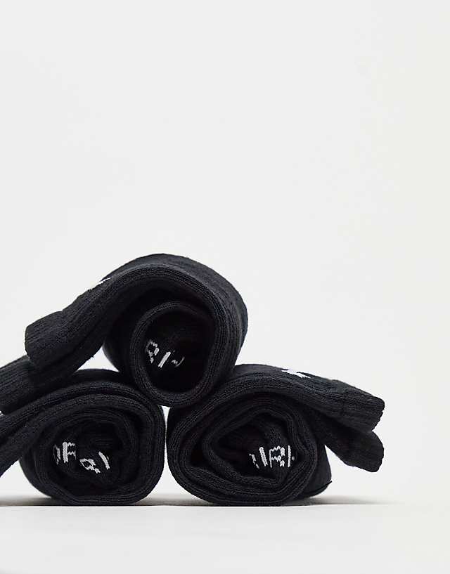 Asos Nike Training Everyday Cushioned Plus 3 Pack Crew Socks In Black