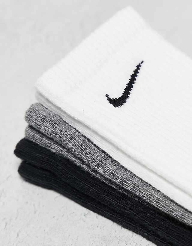 Asos Nike Training Everyday Cushioned Plus 3 Pack Crew Socks In White Grey And Black