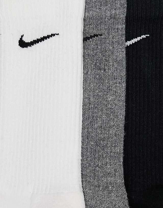 Asos Nike Training Everyday Cushioned Plus 3 Pack Crew Socks In White Grey And Black