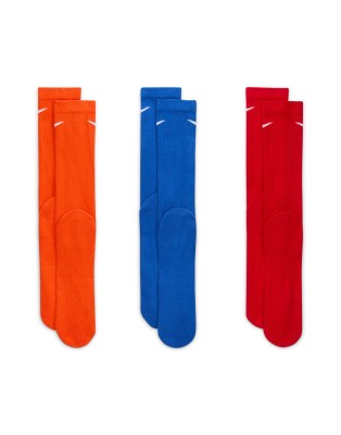 Asos Nike Training Everyday Cushioned Plus 3 Pack Crew Socks In Orange Blue And Red