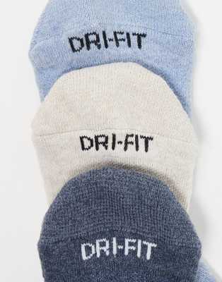 Asos Nike Training Everyday Cushioned Plus 3 Pack Crew Socks In Blue And Beige