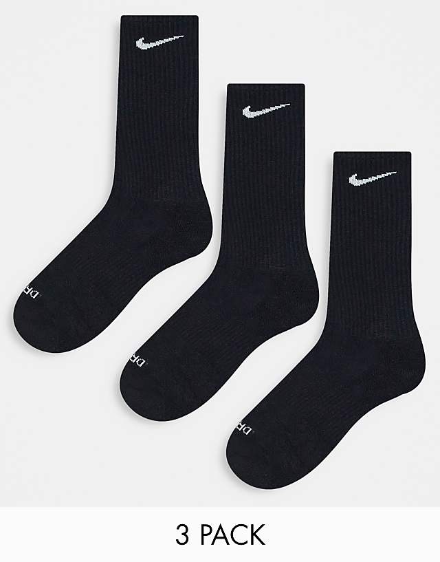 asos Nike Training Everyday Cushioned Plus 3 pack crew socks in black