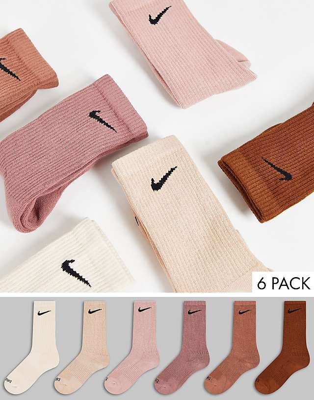 asos Nike Training Everyday Cushioned Plus 6 pack crew socks in brown
