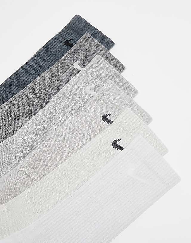 Asos Nike Training Everyday Cushioned Plus 6 Pack Trainer Socks In Grey