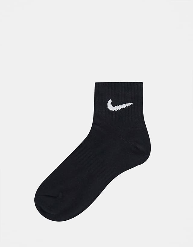 Asos Nike Training Everyday Lightweight 3 Pack Ankle Socks In Black