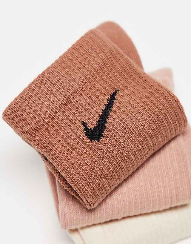 Asos Nike Training Everyday Plus Cushioned 3 Pack Socks In Natural