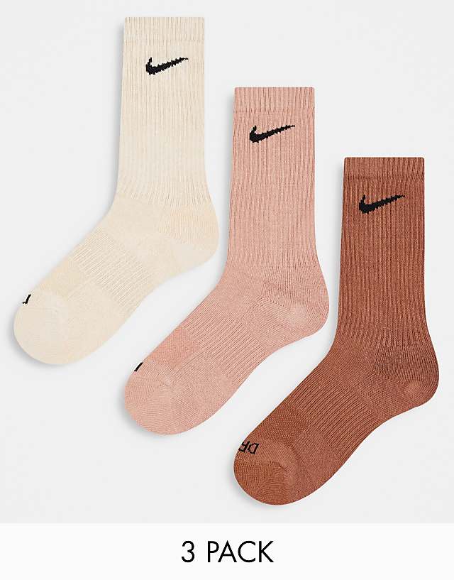 asos Nike Training Everyday Plus Cushioned 3 pack socks in natural