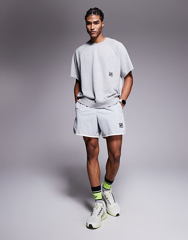 Asos Nike Training Heritage Dri-FIT Fleece Short Sleeve Top In Grey