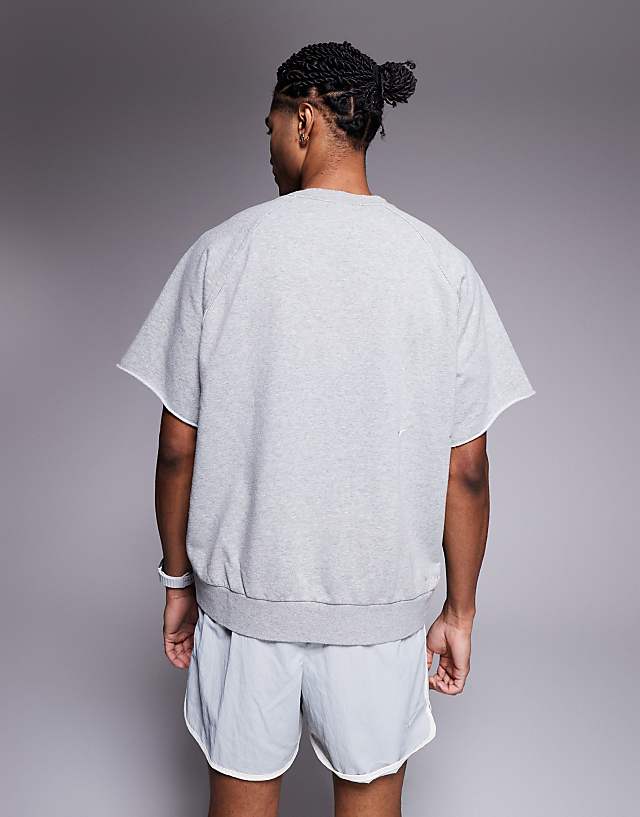 Asos Nike Training Heritage Dri-FIT Fleece Short Sleeve Top In Grey