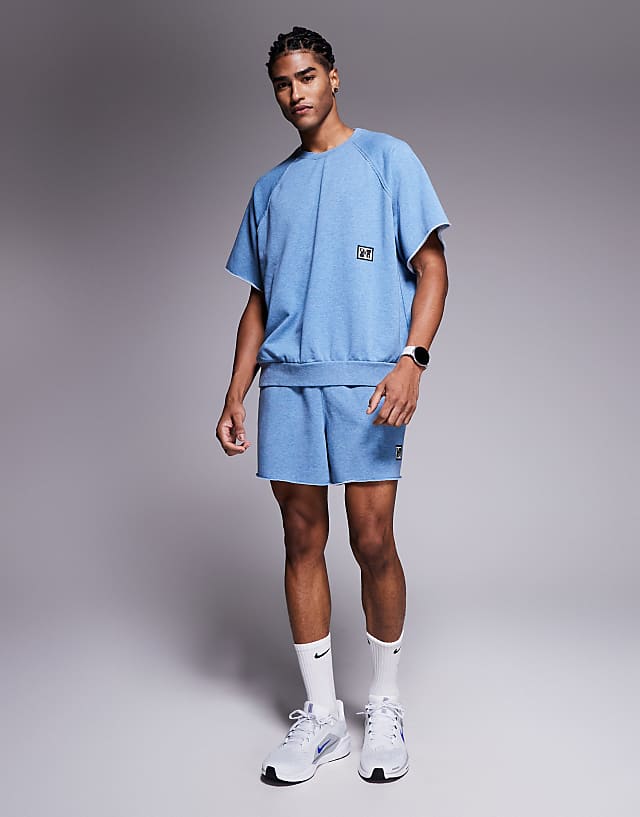 Asos Nike Training Heritage Fleece Short Sleeve Top In Blue