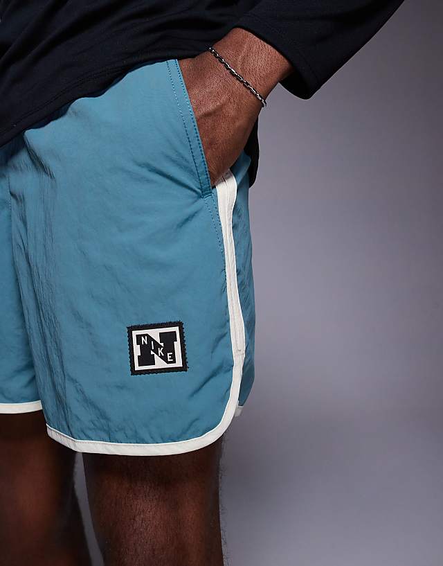 Asos Nike Training Heritage Woven 5 Inch Shorts In Blue