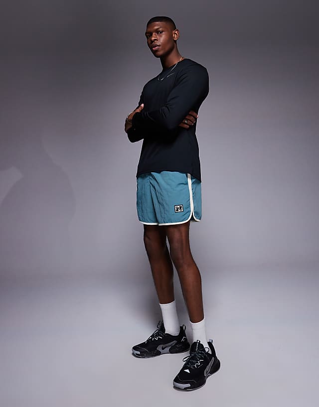 Asos Nike Training Heritage Woven 5 Inch Shorts In Blue