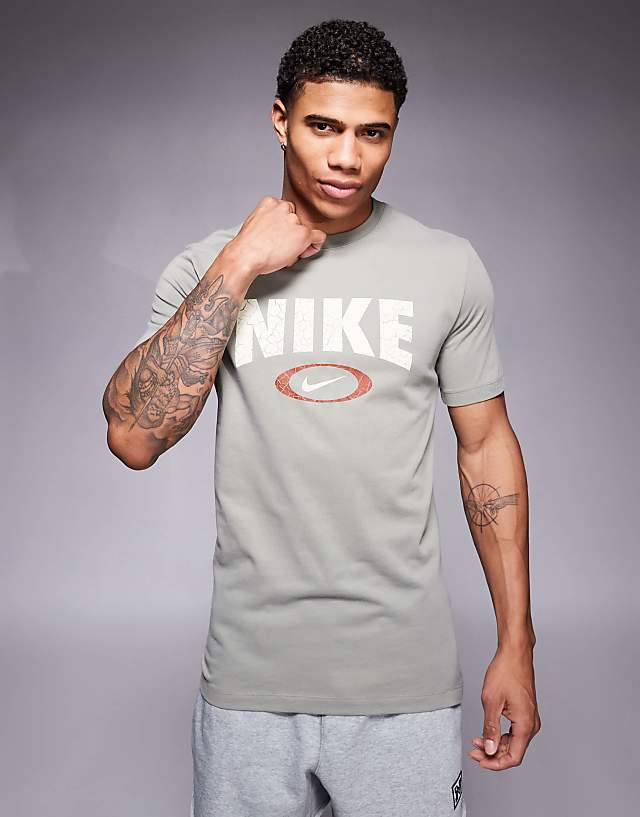 asos Nike Training oval swoosh graphic t-shirt in light green