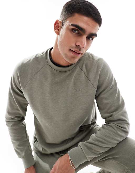 asos Nike Training Primary Dri-FIT sweatshirt in light khaki
