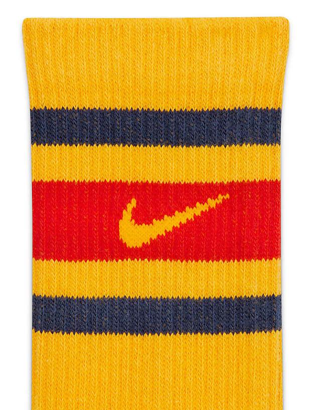 Asos Nike Training Retro Log Everyday Plus 3 Pack Logo Socks In Yellow White And Navy
