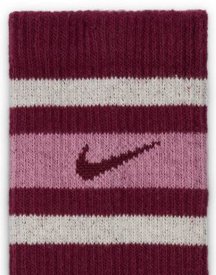 Asos Nike Training Retro Log Everyday Plus 3 Pack Logo Socks In Burgundy Khaki And Beige