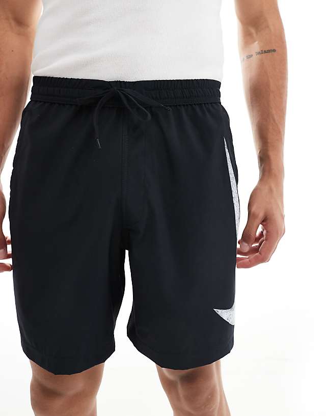 Asos Nike Training Swoosh Graphic 7 Inch Shorts In Black