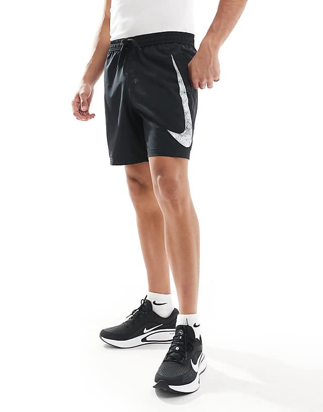 asos Nike Training Swoosh graphic 7 inch shorts in black