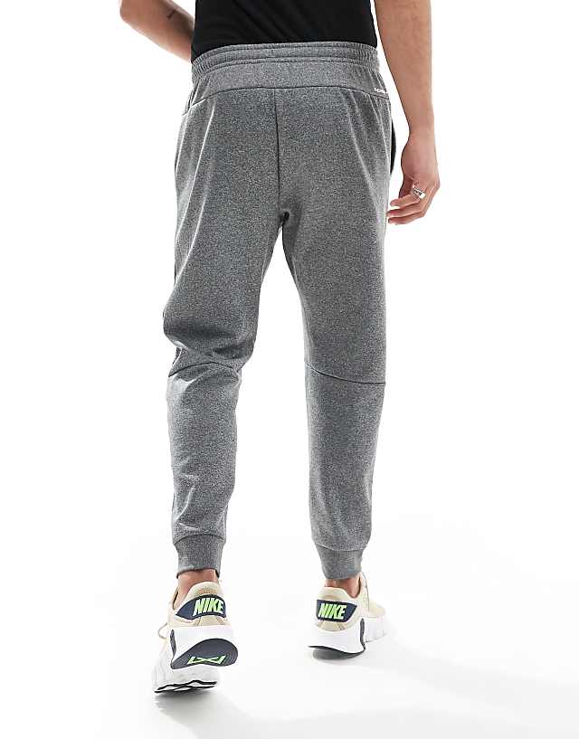 Asos Nike Training Swoosh Graphic Tapered Joggers In Grey