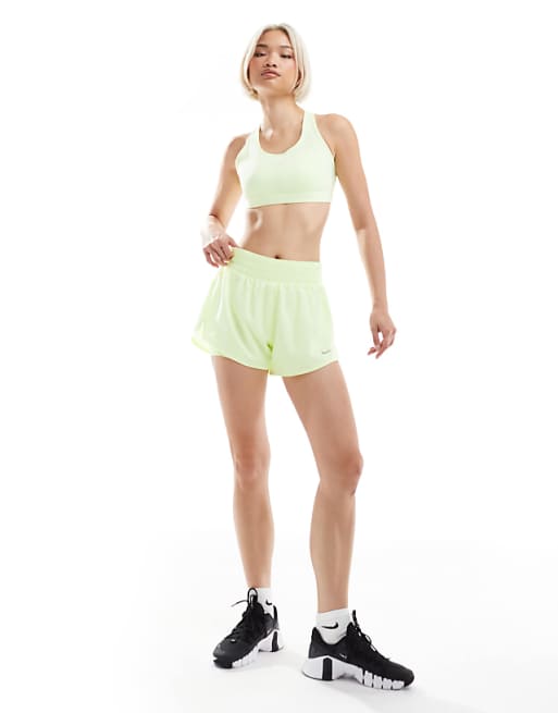 Asos Nike Training Swoosh Medium Support Sports Bra In Lime Green