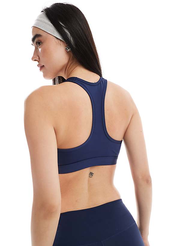 Asos Nike Training Swoosh Medium Support Sports Bra In Navy