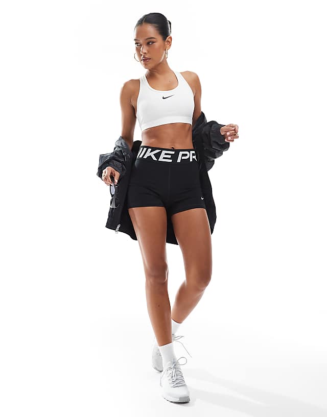 Asos Nike Training Swoosh Medium Support Sports Bra In White
