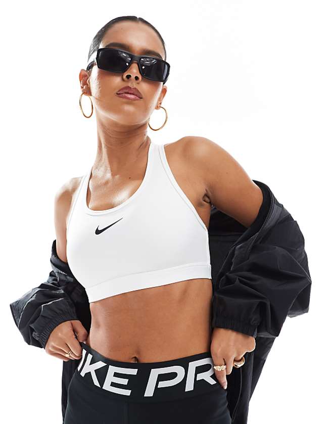asos Nike Training Swoosh medium support sports bra in white