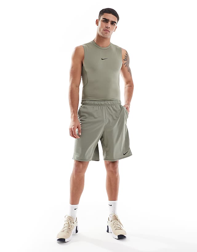 Asos Nike Training Totality Dri-FIT Knitted 9 Inch Shorts In Khaki