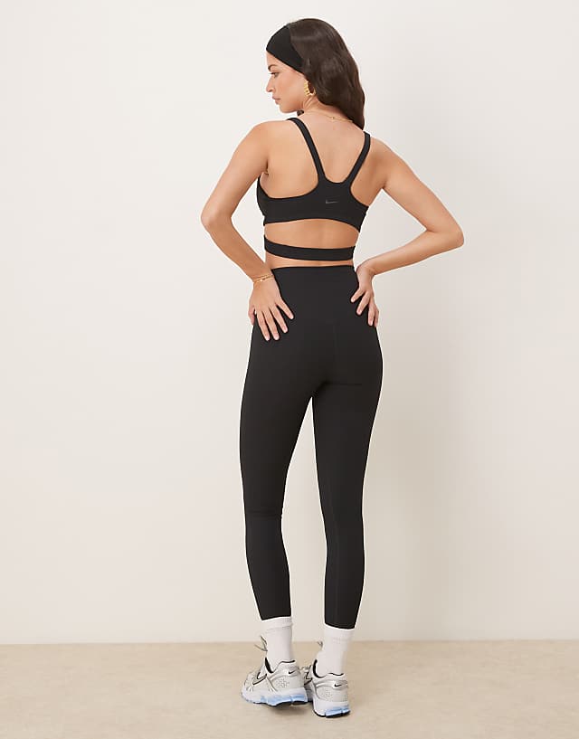 Asos Nike Training Zenvy Dri-FIT High Waisted 7/8 Ribbed Leggings In Black