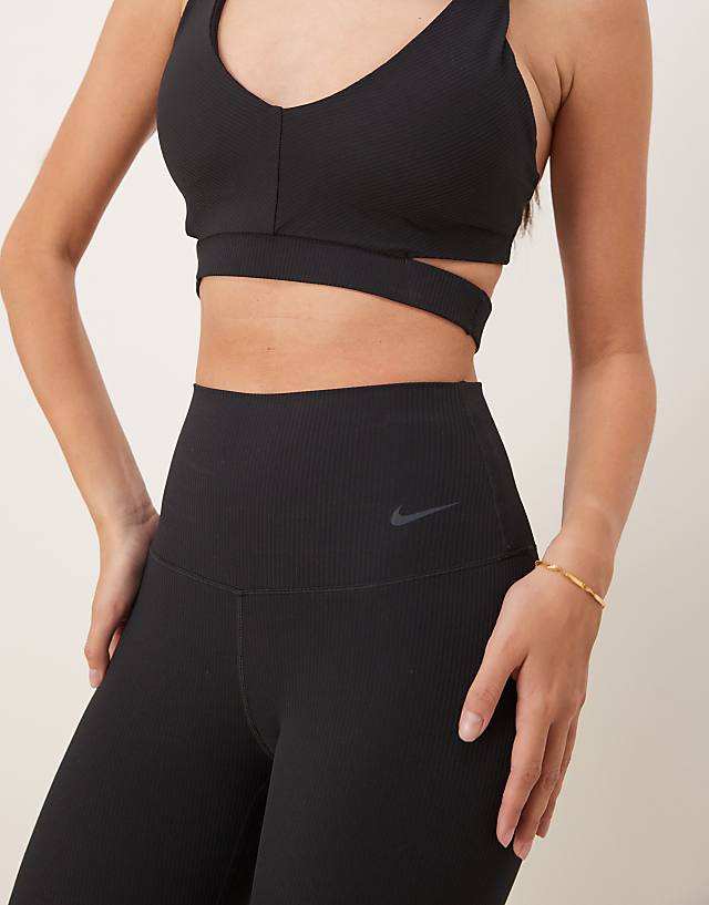 Asos Nike Training Zenvy Dri-FIT High Waisted 7/8 Ribbed Leggings In Black