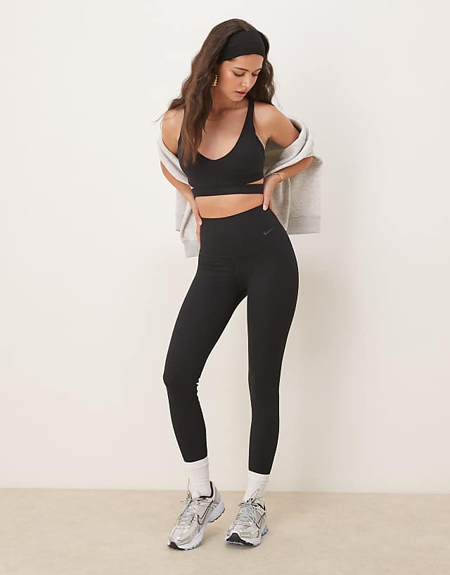 asos Nike Training Zenvy Dri-FIT high waisted 7/8 ribbed leggings in black